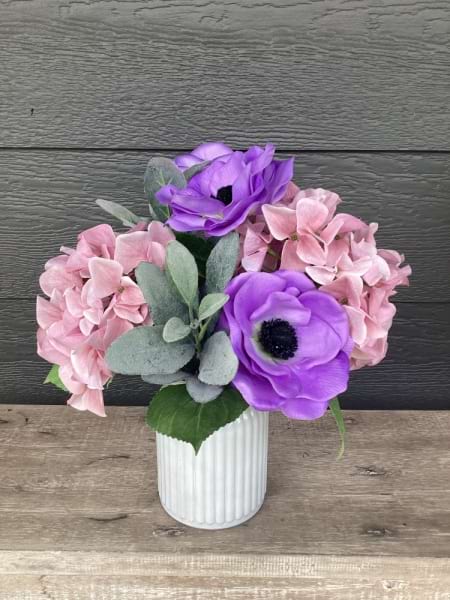 Artificial Hydrangea & Anemone Bouquet