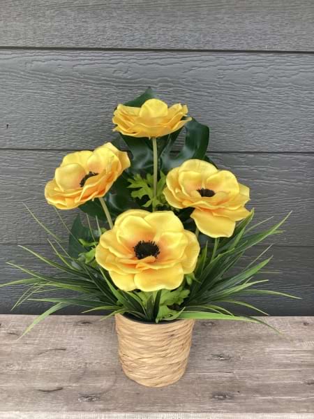 Artificial Yellow Anemone Arrangement